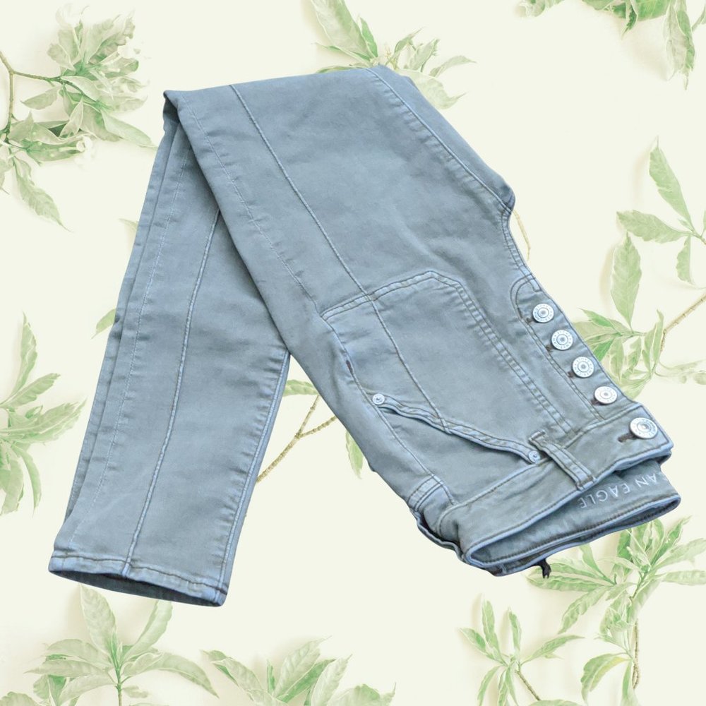 📦5 for $20🛒American Eagle Stretch Hi-Rise Jeggings Olive 6